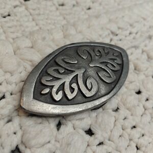Vintage Jesse Mcleod Belt Buckle Indiana Metal Crafts Silvertone Pewter Rare Art